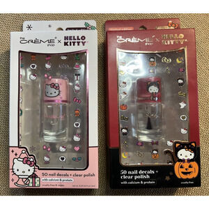HELLO KITTY-Set of 2-Nail Decals + Clear Polish-Holiday and Halloween!!